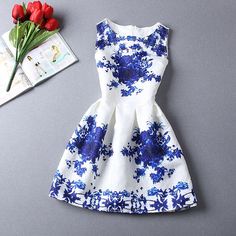 Fashion summer dresses for women vestidos de festa white sleeveless dress Pola Dress, Cherry Print Dress, Short Beach Dresses, Short Dress White, Boho Dresses Long, Floral Dresses Long, Blue And White Dress, Maxi Robes, Vestidos Vintage