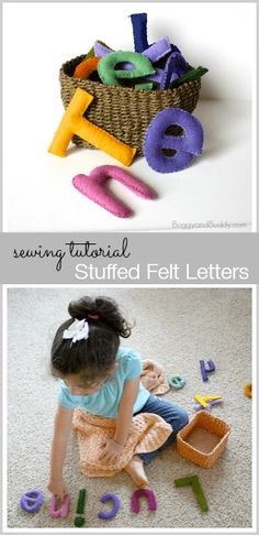 DIY Stuffed Felt Alphabet Letters: Fun sensory toy for learning the ABC's. Perfect homemade gift for a baby shower, birthday , or Christmas! (Super easy sewing tutorial) ~ buggyandbuddy.com Stuffed Felt Letters, Stuffed Letters, Felt Alphabet, Baby Mobil, Baby Toys Diy, Felt Letters, Homemade Toys, Trendy Sewing, Toddlers And Preschoolers