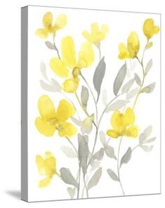 watercolor painting of yellow flowers on white background