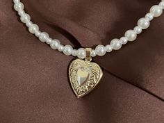 ✿ 18k gold plated closure  ✿ Sturdy beading wire  ✿ 6mm and 4mm plastic pearls ✿ 18k gold plated locket  ~free stickers Old Money Y2k, Heart Locket Pearl Necklace, Money Y2k, Gold Heart-shaped Pearl Pendant Necklace, Heart-shaped Pearl Necklace With Charm, Yellow Gold Heart-shaped Necklace With Pearl Charm, Luxury Heart-shaped Pearl Charm Necklace, Cottagecore Jewelry, Hyper Feminine