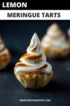 lemon meringue tarts on a black surface with the title text overlay