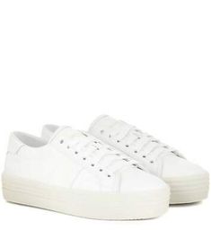 Ysl Saint Laurent Platform Double Sole Sneaker White Leathr Lace Up Shoe 41.5-11 Ysl Sneakers, Ysl Saint Laurent, Sole Sneakers, Classic Sneakers, Classic Leather, Platform Sneakers, White Shoes, Platform Wedges, Superga Sneaker