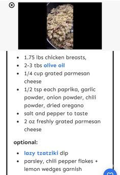 the recipe is displayed on an iphone screen, and it appears to be filled with ingredients