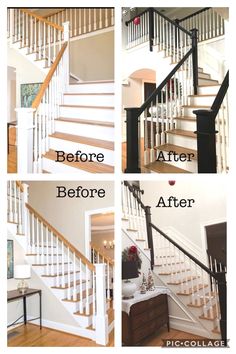 stairs before and after being painted white