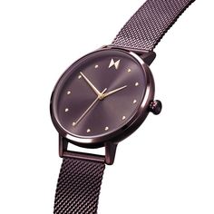 the dot collection's effortlessly chic design is the perfect women's watch for both casual and formal settings. made to pair with our bracelets and necklaces, the vibe features mvmt's first wine purple and rose gold colorway. Purple Watch, The Dot, Mesh Bracelet, Stainless Steel Mesh, Eyewear Womens