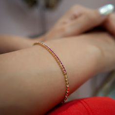 Tiny Ruby Tennis Bracelet! 14K Gold Bracelet! Bridesmaid Bracelet! Minimalist Ruby Bracelets are loved by women. Tennis Bracelet! All items in our store are 100 % handmade products. Don't forget to add the store to your favorites to be informed about discounts. We recommend that you remove your jewelry before doing any activity that may be considered abrasive. ❤️ All products are made with love, labor and care. They bring you the best wishes. 🎁 All products are sent in special packages.  👋 You Gold Arm Band, Bracelet Tennis, Ruby Bracelet, Bracelet Minimalist, Gold Armband, Solid Gold Band, Bridesmaid Bracelet, July Birthstone, Natural Ruby