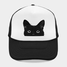 peeking black cat -- Choose from our vast selection of Trucker hats to match with your favorite design to make the perfect custom graphic Hat. Customize your color! For men and women. Cat Merchandise, Cat Hat, Trucker Hats, Hat Designs, Black Cat, Trucker Hat, Men And Women, For Men, Hats