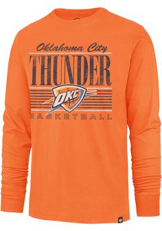 Support your Oklahoma City Thunder in this Blue Long Sleeve Fashion Tee! This Remix Fashion T Shirt features a screen print team graphic on center chest. Be ready to shout "Go Thunder" when you wear this OKC Long Sleeve Fashion T Shirt in the stadium or on the street. Screen printed team graphic on center chest, Officially Licensed, 47 Branding Logo on Lower Left Waist, Comfortable Material, Unisex, Fit: True to Size, 100% Cotton, Machine Washable, 4 Okc Thunder, Long Sleeve Fashion, Oklahoma City Thunder, Fashion T Shirt, Sleeve Fashion, Oklahoma City, Fashion Tees, Favorite Team, Screen Print