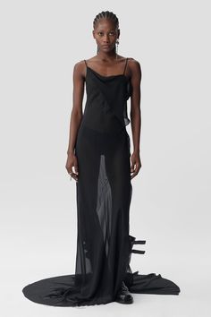 Zoe Kravitz Slip Dress, Bias Slip Dress, Drape Panel, Zoe Kravitz, Ann Demeulemeester, Lace Maxi Dress, Square Neck, Floor Length, Slip Dress