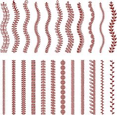 a set of red and white decorative designs