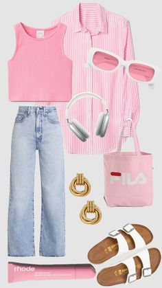 Casual Look combination 💗 Outfit Idee rosa rose pink 💗 Pink Cotton Shirt Outfit, Pink Inspo Outfits, Subtle Pink Outfits, Pink Ootd Aesthetic, Colorful Minimalist Outfit, Pink Jeans Outfit Ideas, Cute Spring Birthday Outfits, Pink 90s Outfit, Pink Jeans Outfit Aesthetic