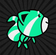 a green fish with white stripes on it's chest and head is floating in the air