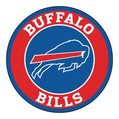 the buffalo bills logo is shown in red, white and blue