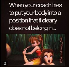 an image of two cartoon characters with the caption when your coach tries to put your body into a position that it clearly does not belong