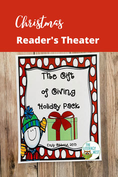 Front cover of our Christmas Reader's Theater titled "The Gift of Giving." December Writing Prompts, Christmas Writing Prompts, Theater Script, Fun Messages, December Writing, Readers Theater Scripts