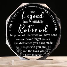 the legend has officially retired glass award