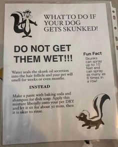 a sign that says do not get them wet with an image of a squirrel on it