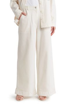 MAX STUDIO Wide Leg Jeans | Nordstromrack Relaxed Fit Wide Leg Pants With Welt Pockets, Wide Leg Pants With Welt Pockets And Relaxed Fit, Cotton Wide Leg Pants With Cargo Pockets For Spring, Spring Cotton Wide Leg Pants With Cargo Pockets, Spring Utility Wide Leg Pants With Elastic Waistband, Utility Style Workwear Jeans With Elastic Waistband, Spring Wide Leg Pants With Pockets, Relaxed Fit Linen Wide-leg Jeans, Versatile Wide Leg Pants With Pockets