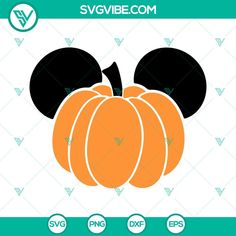 mickey mouse pumpkin svg cut file for silhouette or cricut, includes two ears