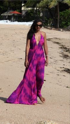 Pink Halter Neck Maxi Dress For Beach Season, Pink Bohemian Maxi Dress For Vacation, Pink Halter Maxi Dress For Summer, Pink Halter Beachwear Dress For Vacation, Pink Maxi-length Beachy Beach Dress, Pink Flowy Halter Dress For Vacation, Pink Maxi Beach Dress, Pink Halter Neck Beach Dress, Ombre Sleeveless Beach Dress