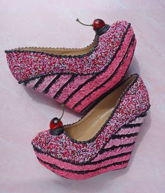 "Love" Sprinkle Series Wedge 5.5" - Shoe Bakery Sheri Wilson, Pink Ombre Cake, Muses Shoes, Ombre Cake, Decorated Shoes, Shoe Art, Diy Shoes, Pink Ombre, Crazy Shoes