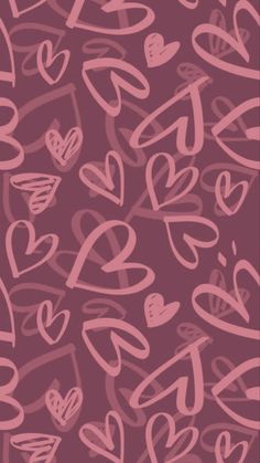 hearts are drawn in pink on a purple background