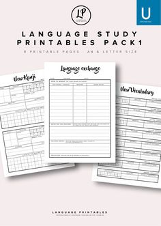 Language Study Printables Pack 1 - Etsy weeklyplanner #plannergoals #digitalplannerfreebies📗. Study Printables, Study Planner Printable, Learning Worksheets, Memorization, Language Resources, Printable Pages, School Study Tips