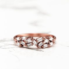 Baguette Diamond Ring / Cluster Baguette Cut 0.65 Ct Diamond | Etsy Evening Rings With Baguette Diamonds, Evening Baguette Diamond Rings, Rose Gold Baguette Diamonds Wedding Ring, Timeless Baguette Diamond Wedding Ring, Rose Gold Baguette Diamond Wedding Jewelry, Baguette White Gold Diamond Wedding Ring, Baguette White Gold Diamond Ring For Wedding, Elegant Baguette Diamond Wedding Ring, Luxury Baguette Diamond Ring For Wedding