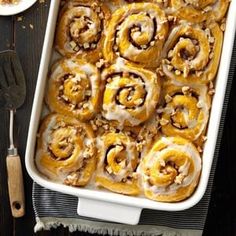 the recipe for autumn sweet rolls with cider glaze photo by taste of home