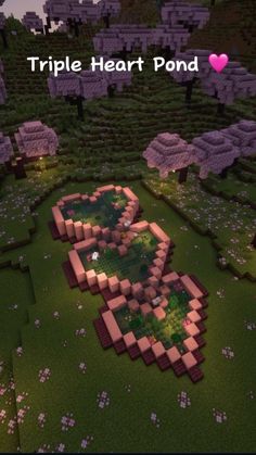 an image of a heart shaped pond in minecraft