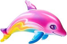 a colorful dolphin balloon floating in the air