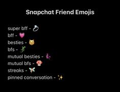 a black background with text that reads, snapchat friend emojis super bit - biff besties