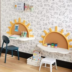 Kids Desk Organization, Kids Study Desk, Wall Mounted Table, Kids' Desk, Kids Study, Toy Rooms, Shared Rooms, Kid Table, Playroom Ideas