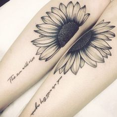 two sunflowers with words written on their legs that read, the sun will rise