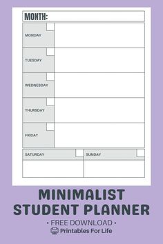 the free printable planner for students to use on their school days and schedules