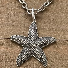 Perfect Summer Accessory. Starfish Is An Alloy That Has Been Treated With A Coat Of Clear Acrylic That Has Made It Water Resistant And Maintain It’s Color. 18 Inch 8.5mm Stainless Steel Rolo Cable Chain Will Not Tarnish Or Fade. Chain Can Be Made Longer Or Shorter Upon Request. Longest Request Is 20 Inches. Men’s Jewelry Minimalist Boho Punk Goth Retro Tattoo Handmade Hoops Drops Dangles Crystal Cubic Zirconia Zircon Gold Silver Hand Crafted Costume Jewelry Fashion Jewelry Gemstones Accessories Silver Jewelry With Starfish Charm For The Beach, Ocean-inspired Silver Necklace With Star Charm, Silver Starfish Jewelry For Beach, Silver Starfish Charm Jewelry, Ocean-inspired Silver Star Jewelry, Ocean-inspired Star Shaped Silver Jewelry, Boho Punk, Retro Tattoos, Starfish Pendant