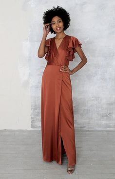 Della Gown - Rust Wrap Dress, Rust