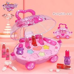 Pretend Makeup Toy Kit For Girls 3 to 12 Years Old - Pink & Blue Baby Shop - Review Girls Makeup Set, Real Makeup, Pretend Makeup, Makeup Toys, Princess Makeup, Kids Toys For Boys, Kids Imagination, Kids Makeup, Cute Handbags