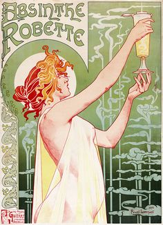 a painting of a woman holding a beer in one hand and a glass in the other