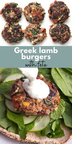 greek lamb burgers with feta and spinach