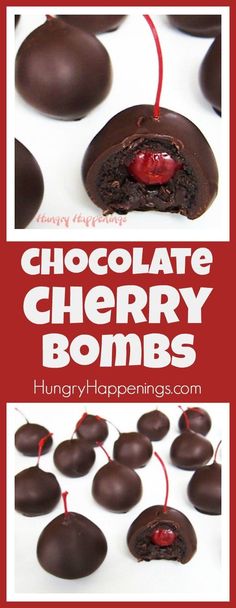 Chocolate Cherry Bombs - Cherry Filled Chocolate Cake Balls Cake Ball Recipes, Cake Ball, Dipped In Chocolate, Crumble Cake, Best Party Food, Cake Balls, Maraschino Cherry, Cherry Bomb, Chocolate Cherry