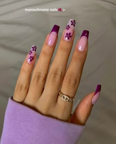 Dark Purple Prom Nails, Dark Summer Nails, Cute Purple Nails, Purple Nail Art Designs, Purple Nail Art, Purple Acrylic Nails, Purple Nail Designs