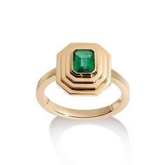 Isabelle Ring - Emerald Selin Kent, Gold Rings Fashion, Geometric Jewelry, Jewelry Photography, Emerald Stone, Classic Jewelry, Emerald Jewelry, Contemporary Jewellery, Girls Jewelry