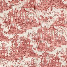 Samples and Purchasing available for Pagoda Toile - Garnet Red By Lee Jofa | Oscar De La Renta Iv | Toile Multipurpose Print at Designer Wallcoverings and Fabrics Lee Jofa Fabric, Abc Print, Burgundy Fabric, Toile Fabric, Lee Jofa, Fabric Houses, Pierre Frey, Red Garnet, Silhouette Design