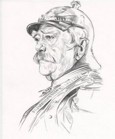 a drawing of a man wearing a baseball cap