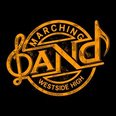 the logo for marching band westside high, which is featured in black and white