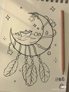 a drawing of a crescent moon with a crown on it and stars above the moon