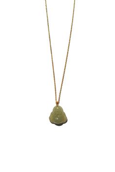 Necklace Nephrite Untreated Get on trend with this green jade Buddha pendant necklace. The term Buddha literally means enlightened one, a knower to be a mentor to save and protect you. And It’s said that the person who wears a Buddha pendant attracts emits positive waves into the environment around them. Wear it for prosperity, good luck, and wealth. Natural and untreated nephrite. Made by handwork of carving and polishing. Because of the gemstone’s natural characteristics, each piece may vary slightly in colors and textures. Weight: 2gAdjustable chain: gold-plated S925 sterling silver, length 400-450mmPendant: nephrite, 15mm width x 16mm length x 4mm thickness [#other] Product care Avoid knocking against hard surfaces. Jade pieces are brittle and will break when hit with hard objects. Mak Adjustable Spiritual Jade Necklace, Traditional Jade Necklaces For Meditation, Buddah Necklaces, Green Jade Buddha Necklace, Jade Buddha, Buddha Pendant Necklace, Buddha Pendant, Chain Gold, Green Jade