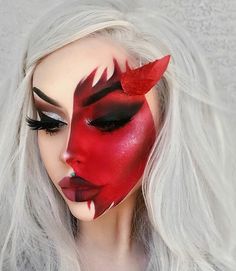 Pumpkin Makeup Ideas, Frankenstein Makeup, Makeup Ideas For Halloween, Devil Inspired, Devil Makeup, Halloween Make-up Looks, Angel Makeup, Classic Halloween Costumes