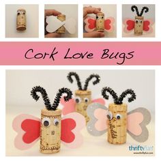 cork love bugs made out of wine corks